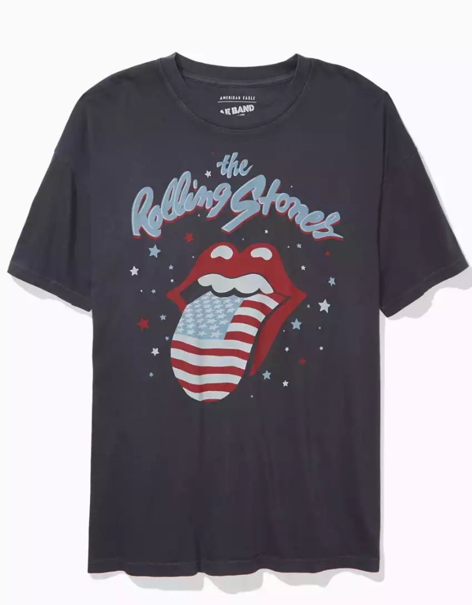 T Shirts American Eagle AE Oversized Rolling Stones Graphique Tee Noir Femme | SNK-02122845